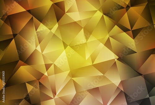 Dark Green, Yellow vector shining triangular background.