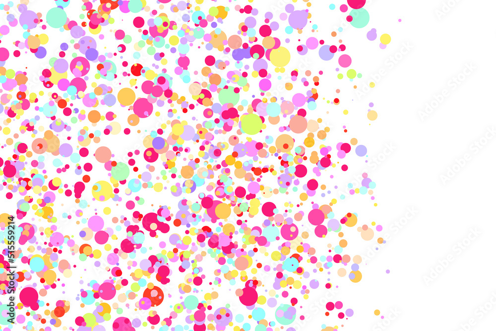 Multicolor background, colorful vector texture with circles. Splash effect banner. Glitter dotted abstract illustration with blurred drops of rain. Pattern for web page, banner. Copy space