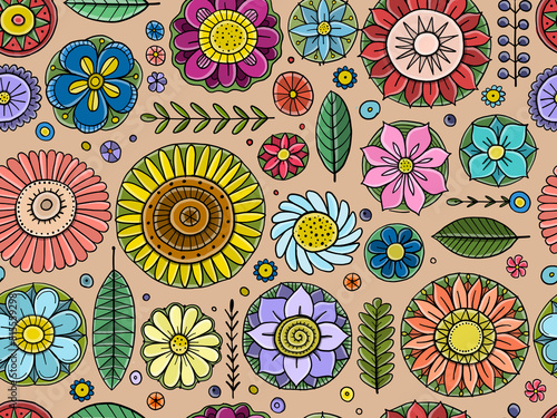 Fairy floral mandala background. Magic garden art. Seamless pattern for your ...