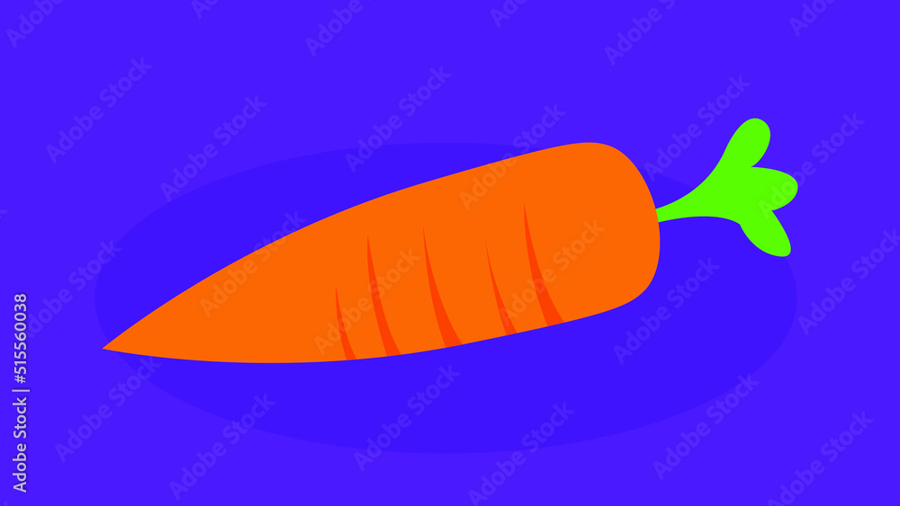Carrot with green tail, illustration, side view Carrot with green tail, illustration, side view
