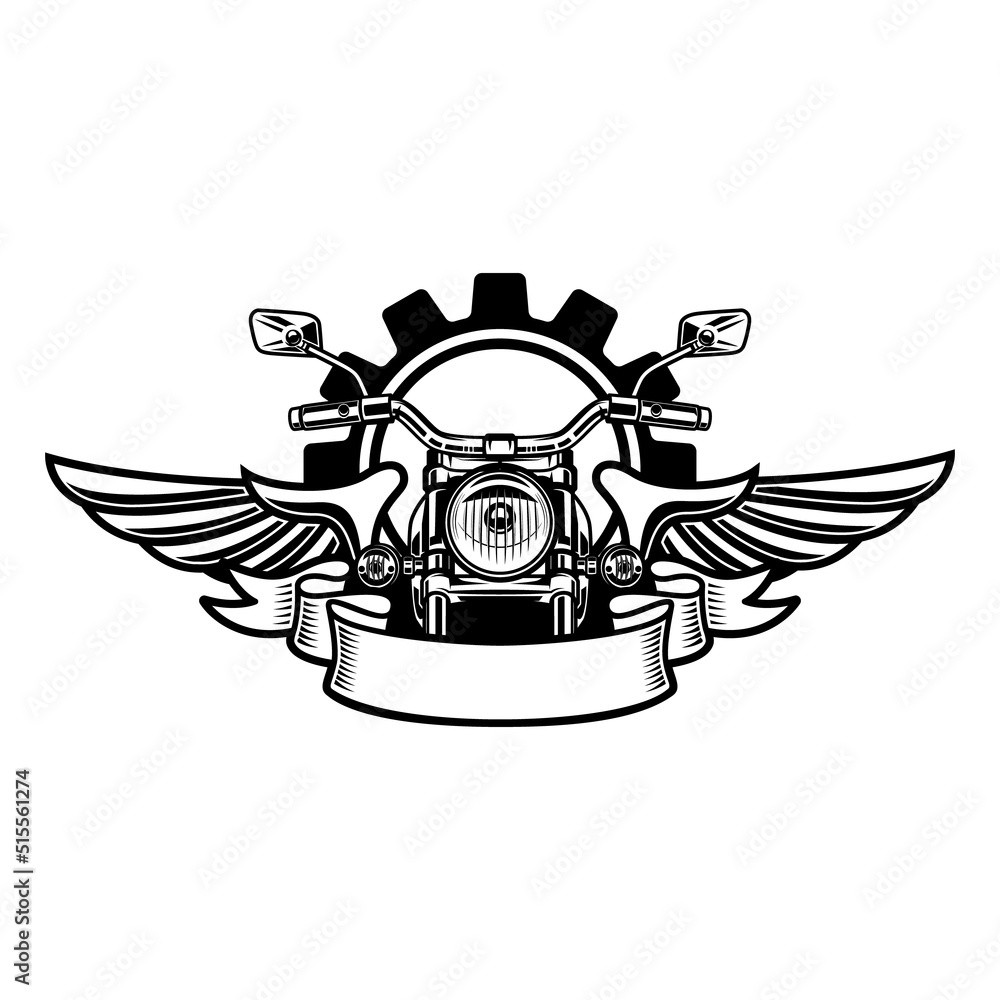 Embleem template with winged motorcycle. Motorcycle, Biker Monogram, Big Bike Monogram, Chopper Monogram