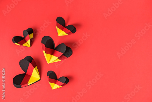 German style abstract background, hearts in the colors of the German flag photo