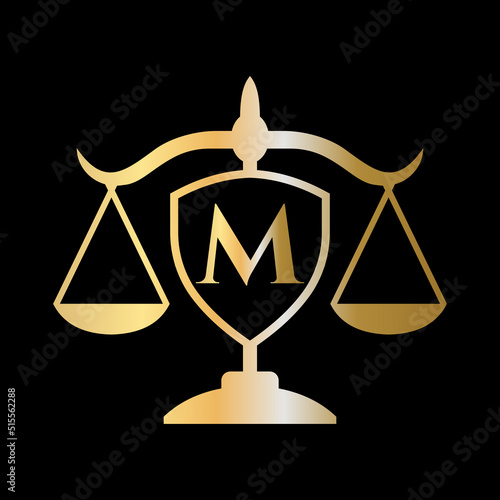 Initial Letter M Law Firm Logo. Legal Logo and Lawyers in Alphabet Letter M Concept