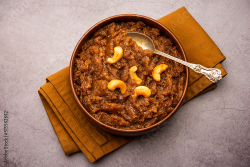 Kashi halwa or kasi halva is one of the classic and traditional dessert of Karnataka made using Ash Gourd or white pumpkin or kaddu photo