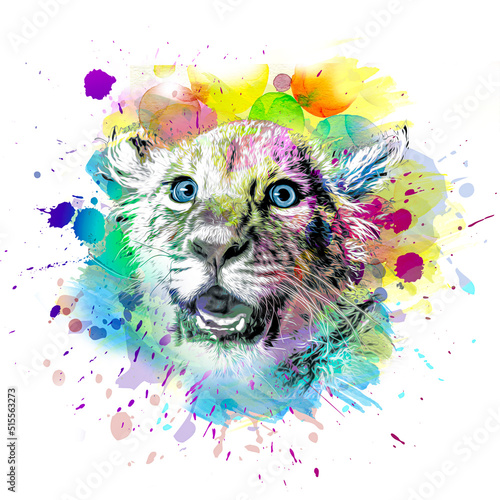 little playful lion cub on ...