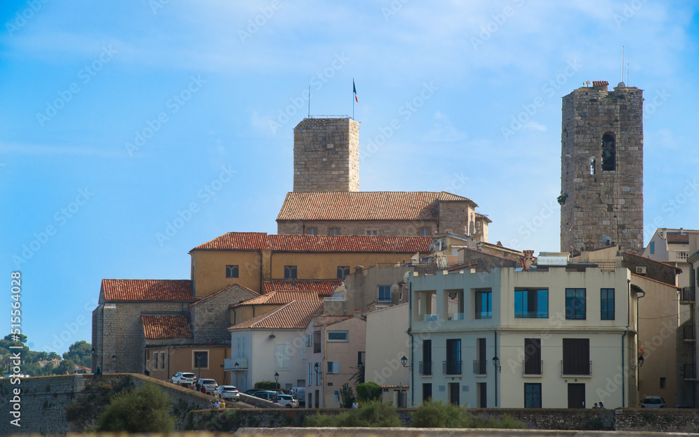 Antibes city and towers in Jun