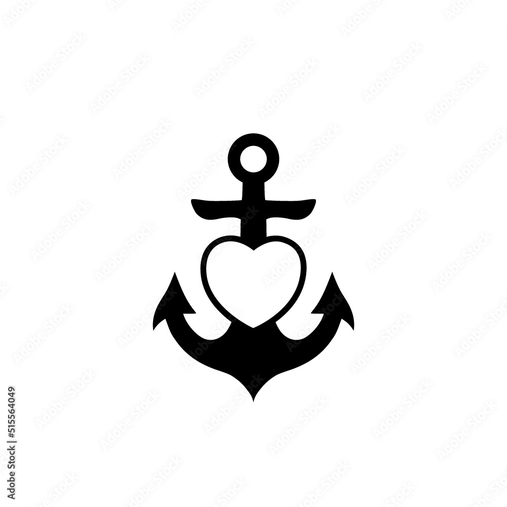 Anchor heart icon isolated on white background Stock-Vektorgrafik ...