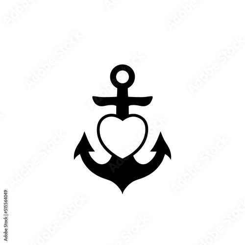 Anchor heart icon isolated on white background