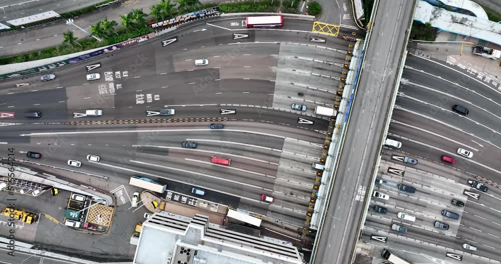 Hung Hom, Hong Kong Top down view of cross harbor tunnel Hung Hom, Hong Kong Top down view of cross harbor tunnel