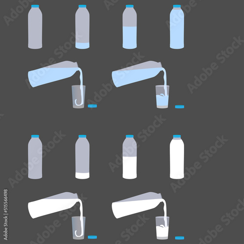 Discharging liquid (water, buttermilk, milk) from a plastic bottle to a glass