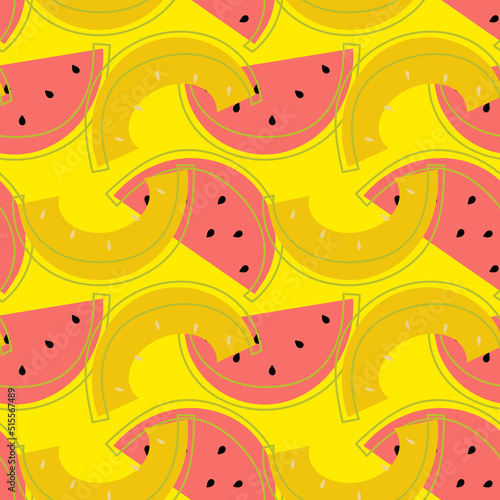 Watermelon and melon seamless pattern  Fruit backgropund  Food illustration wallpaper  Summer vibrant backdrop  Juicy season print 