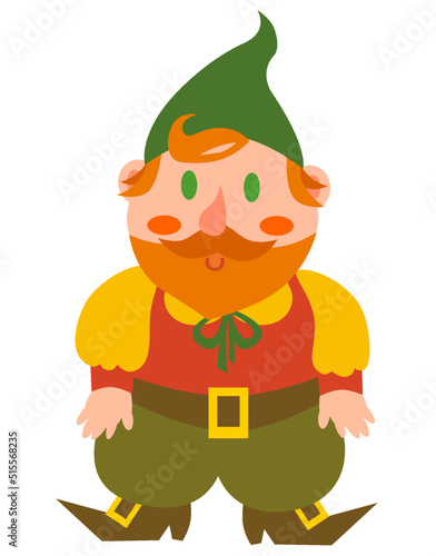 Vector garden gnome character isolated on white background. Cute colorful children's illustration