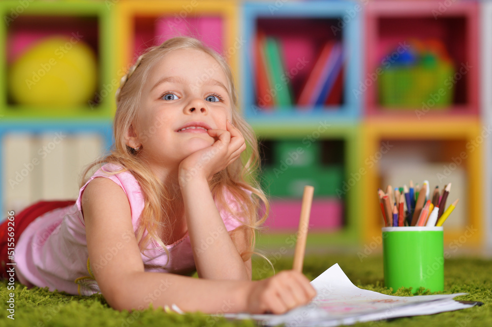 cute little girl drawing at home cute little girl drawing at home