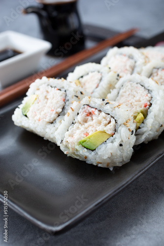 A view of a California roll.