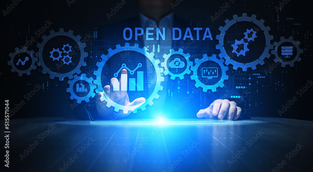 Open data technology concept on virtual screen. Open data technology concept on virtual screen.