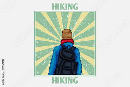 hiking retro vintage design landscape