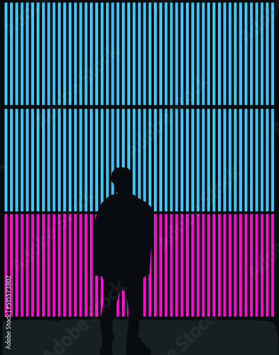 vector of a guy in front of a neon