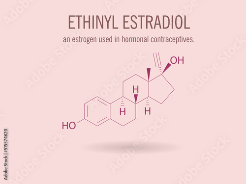 Human hormone estradiol, chemical structure. Estradiol is a female sex hormone.