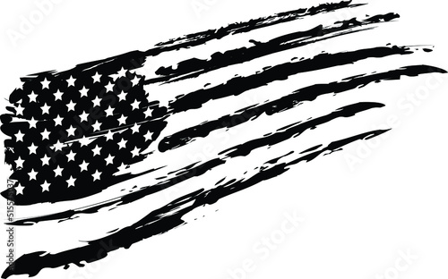 Vector Of The Distressed American Flag	
