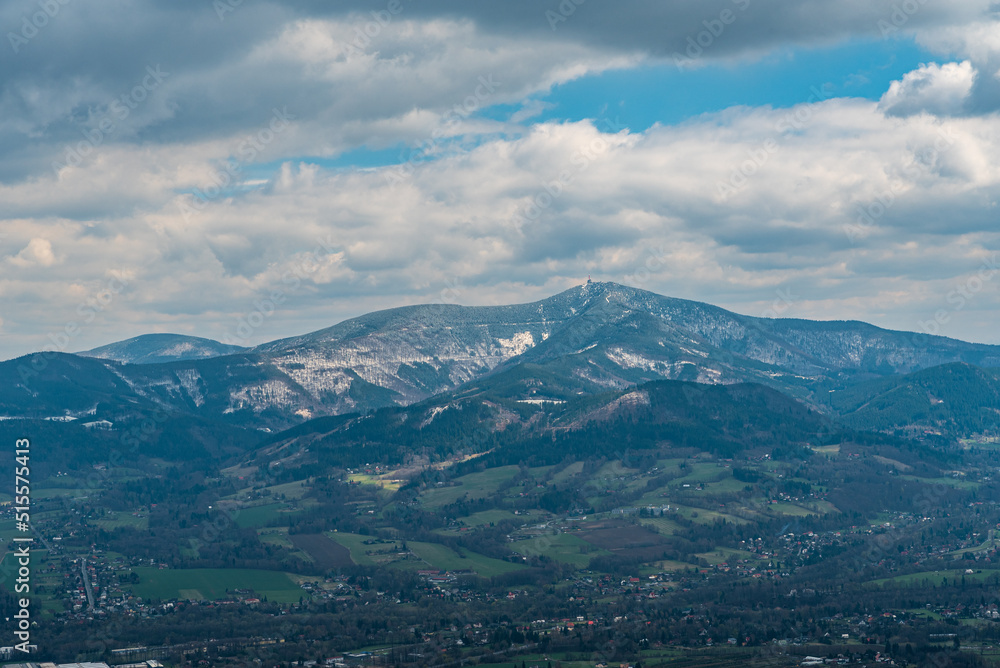 Lysa hora hill in ratly springtime Moravskoslezske Beskydy mountains in Czech republic