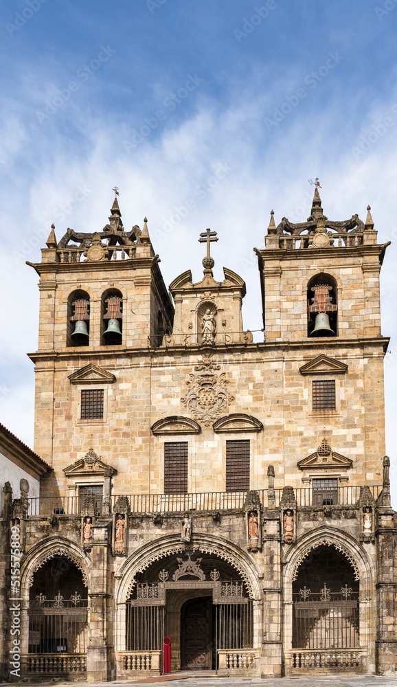 facade of the baroque cathedral of Braga, Portugal.