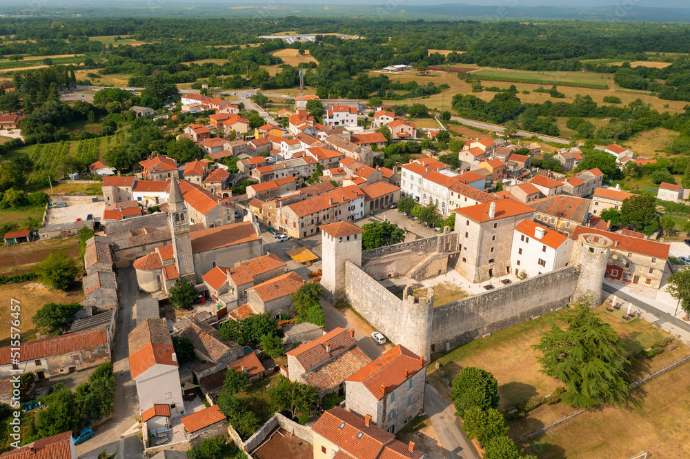 Aerial view of Svetvincenat town in Istra, Croatia