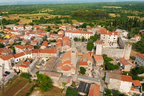 Aerial view of Svetvincenat town in Istra, Croatia photo