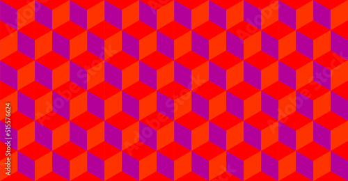 Vector Illustration of red isometric cube Seamless pattern Cubes Abstract colorful Background Vector Illustration 3d cube pattern background texture Red Orange Purple Geometric graphic pattern Hexagon