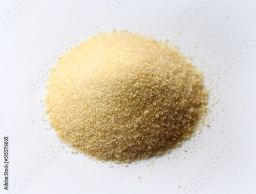 Fotografija Beef gelatin powder isolated on white background, top view.