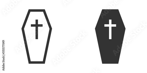 Coffin icon. Simple design. Flat and outline style. Vector illustration.