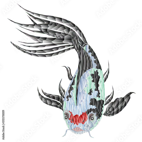 Fish koi carp polygons  vector illustration editable hand draw