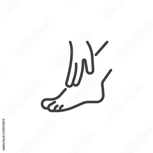 Feet cream applying line icon