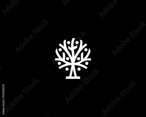 Abstract tree fruit logo icon design modern minimal style illustration. Universal park, garden, nature vector emblem sign symbol mark logotype.