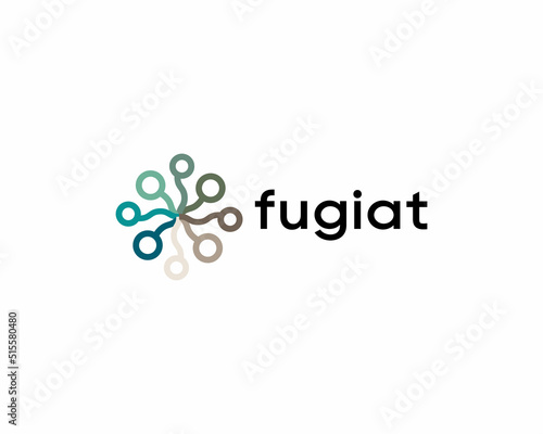 Abstract logo from colorful lines and loops. Creative minimalistic chip, science, flower vector sign symbol mark logotype.