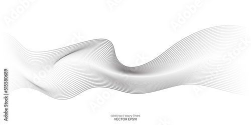 Flowing wave lines pattern halftone gradient curve shape isolated on white background. Vector in concept of technology, science, music, modern. © korkeng