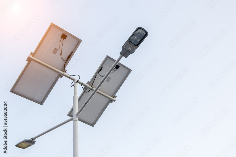 Lighting and solar panels for clean energy. clean Alternative power energy concept. Lighting and solar panels for clean energy. clean Alternative power energy concept.