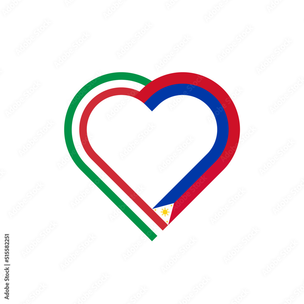 unity concept. heart ribbon icon of italy and philippines flags. vector illustration isolated on white background