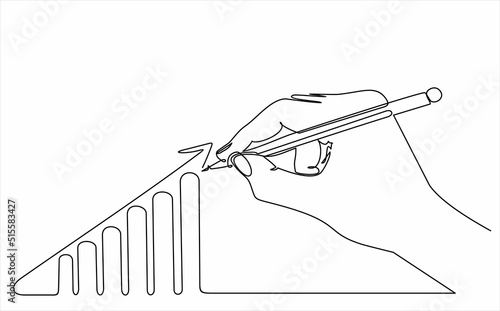 continuous drawing with one line, drawing a graph going up with an arrow