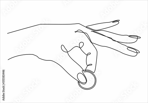 Continuous line drawing of hand holding money coin to give charity donate or pay something. Vector illustration