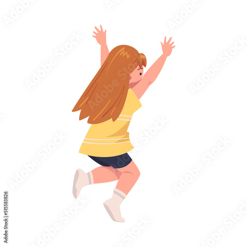 Noisy Little Girl Having Fun Playing and Fooling Around Vector Illustration