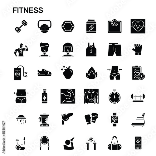 fitness and gym icon set