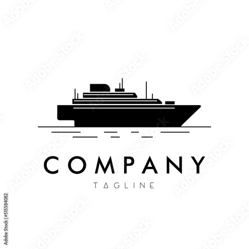 silhouette of a cruise ship in the middle of the ocean vector suitable for brand company logo etc