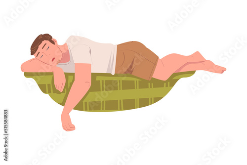 Tired Man Dad Lying on Sofa Feeling Exhaustion Vector Illustration