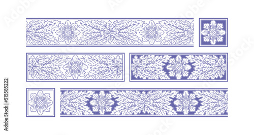 Vector very peri set of vintage floral frames, borders and decorations with seamless patterns, ornaments, stoppers, corners and vignettes in art noiuveau antique style