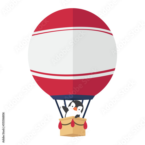 hot air balloon with penguin cartoon