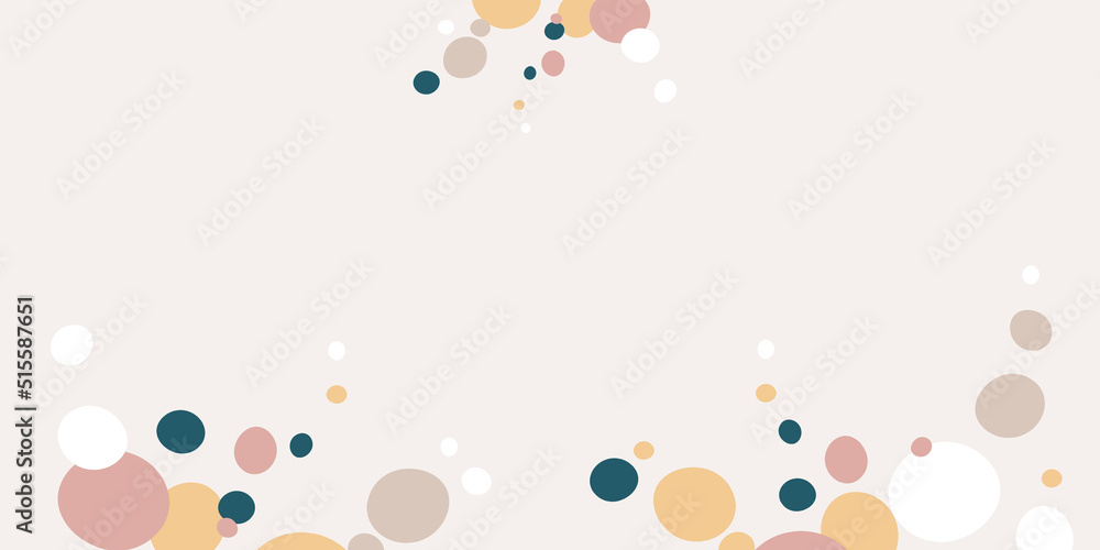 Abstract organic rounded shapes background. Hand drawn neutral colors banner. For newsletter, web, promotional banner, anniversary and celebration. Vector illustration, flat design