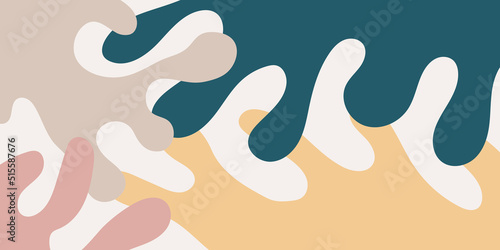 Abstract organic rounded shapes background. Hand drawn neutral colors banner. For newsletter, web, social media post, promotional banner, advertising and branding. Vector illustration, flat design