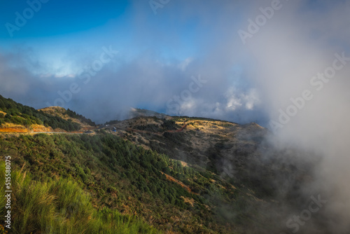Curral das Freiras, Valley of the nuns at sunset time. Madeira, Portugal. October 2021, long exposure picture.