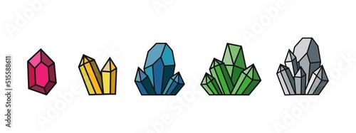 Set of crystals vector illustration 
