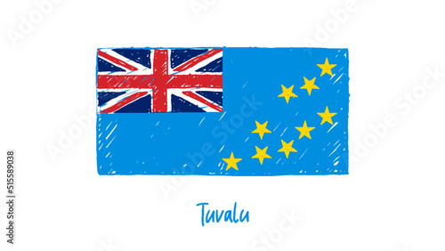 Tuvalu Flag Marker or Pencil Sketch Illustration Vector